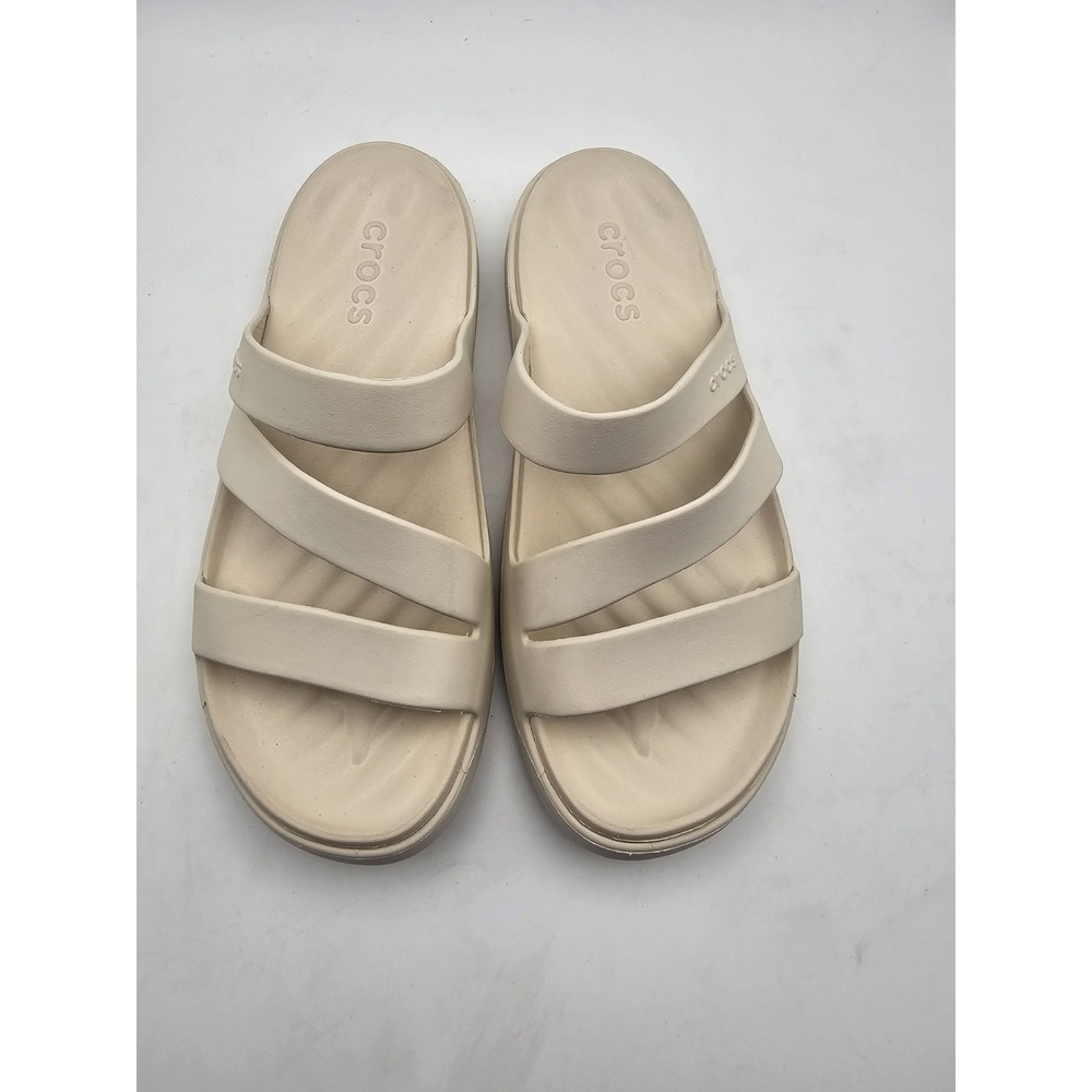 Crocs Womens Getaway Brown Strappy Slide Waterproof Comfort Platform Sz 6